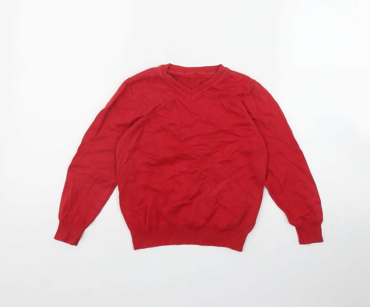 George Boys Red V-Neck  Cotton Pullover Jumper Size 5-6 Years