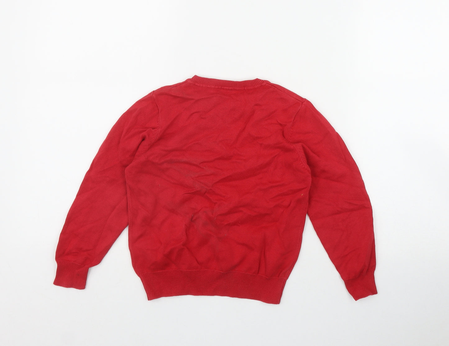 George Boys Red V-Neck  Cotton Pullover Jumper Size 5-6 Years