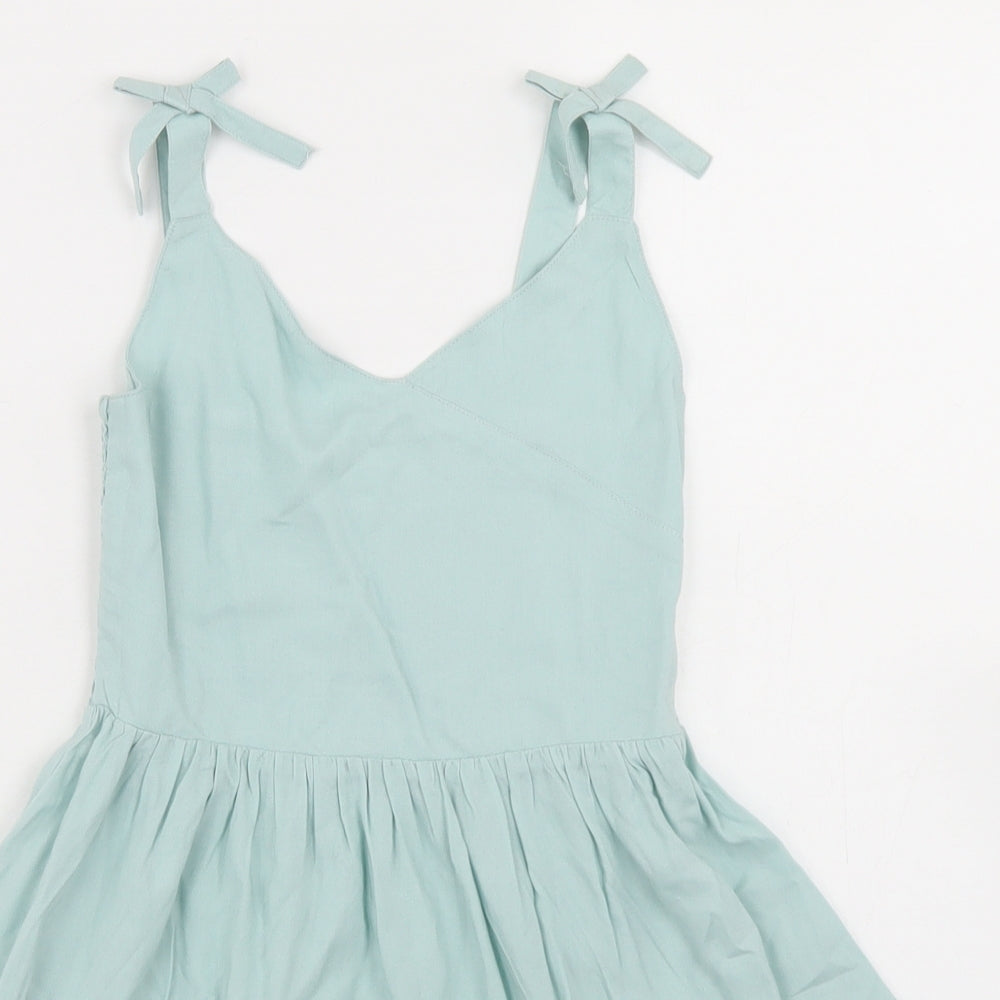 George Girls Blue  Viscose Skater Dress  Size 5-6 Years  V-Neck