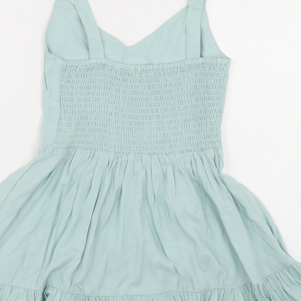 George Girls Blue  Viscose Skater Dress  Size 5-6 Years  V-Neck