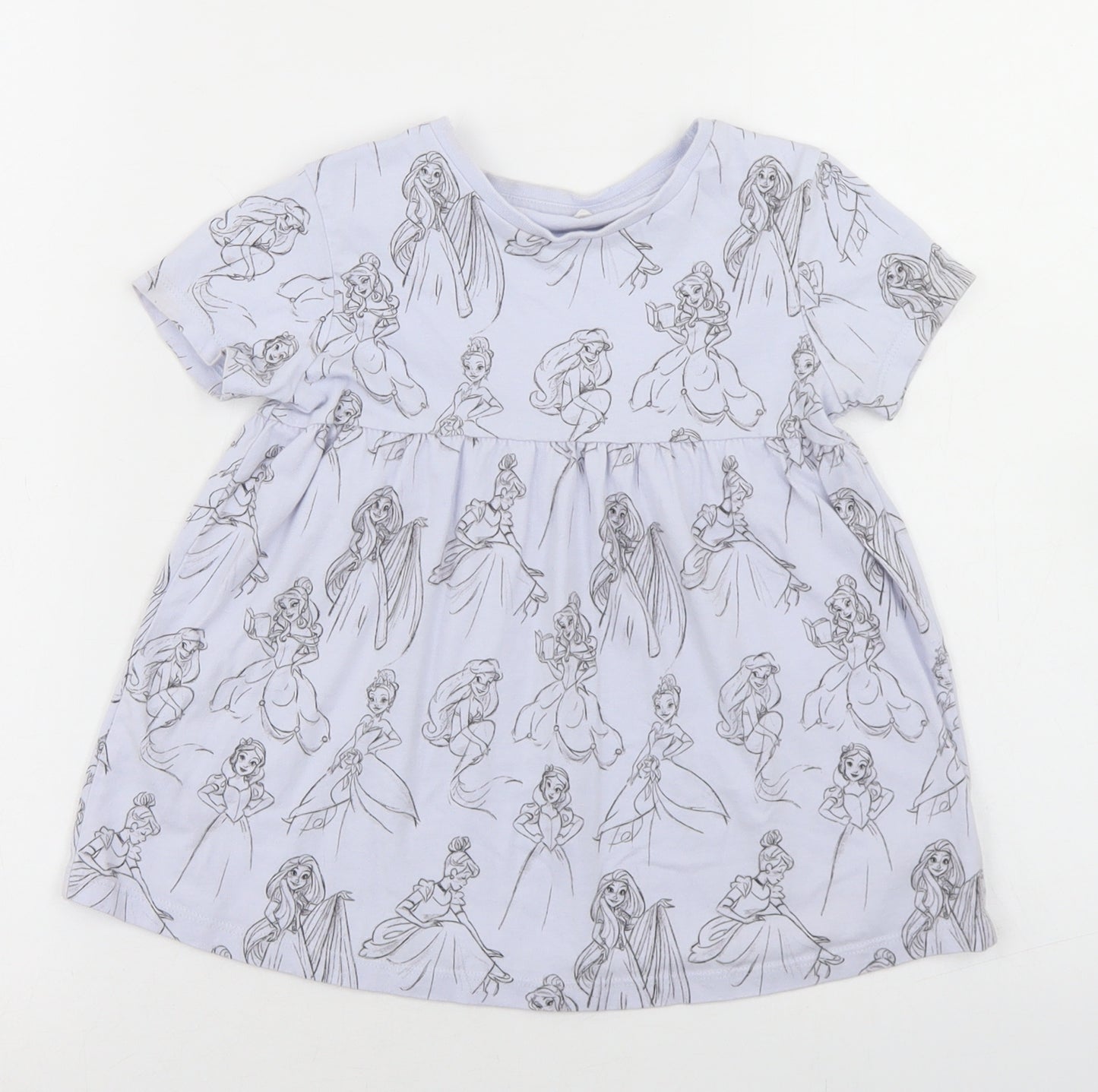 George Girls Purple Geometric Cotton Basic T-Shirt Size 5-6 Years Crew Neck  - Disney Princess