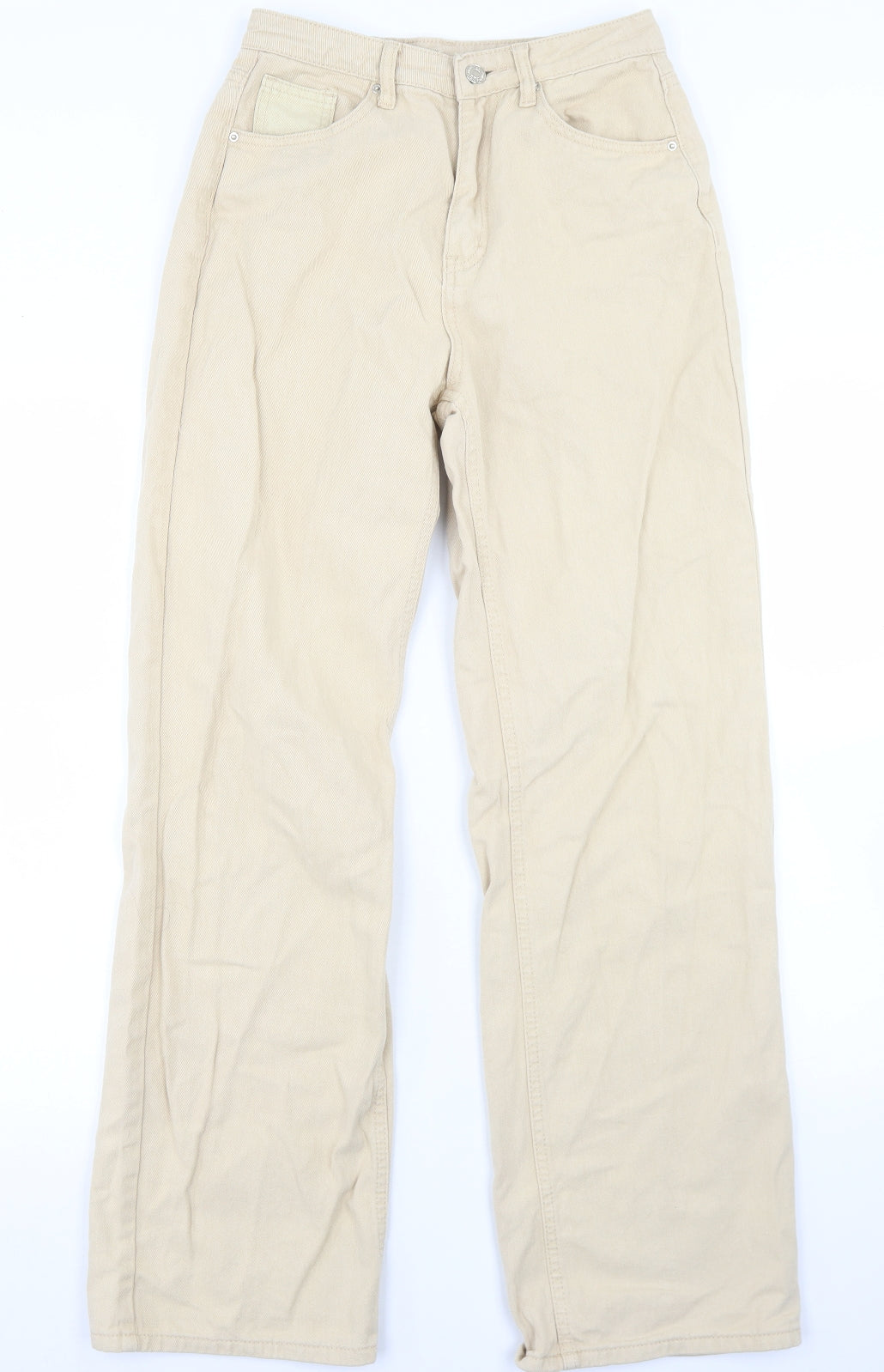 SheIn Womens Beige  Cotton Wide-Leg Jeans Size XS L29 in Regular Button