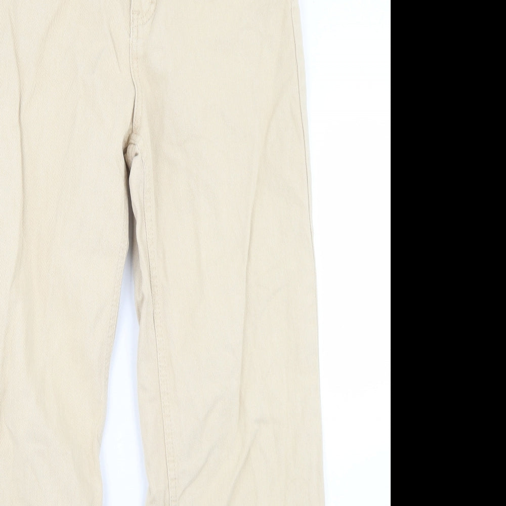 SheIn Womens Beige  Cotton Wide-Leg Jeans Size XS L29 in Regular Button
