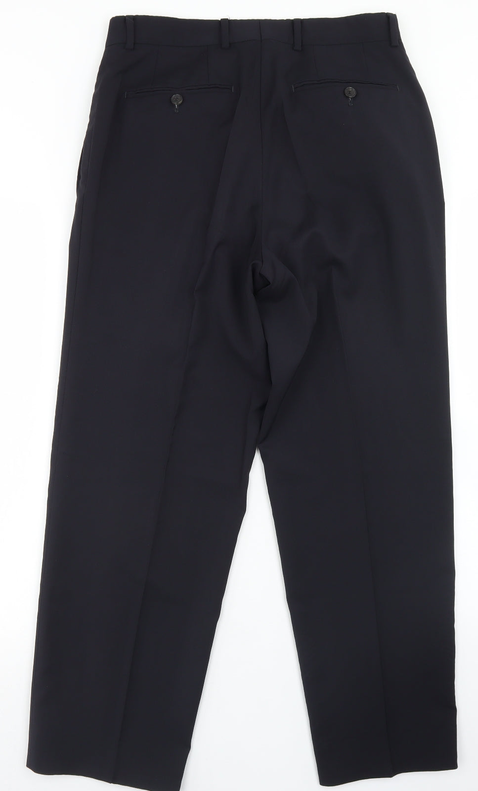 Preworn Mens Blue  Polyester Dress Pants Trousers Size 32 in L28 in Regular Hook & Eye