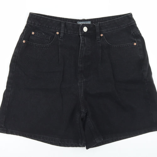 Denim Co Womens Black  Cotton Boyfriend Shorts Size 14 L5 in Regular Button