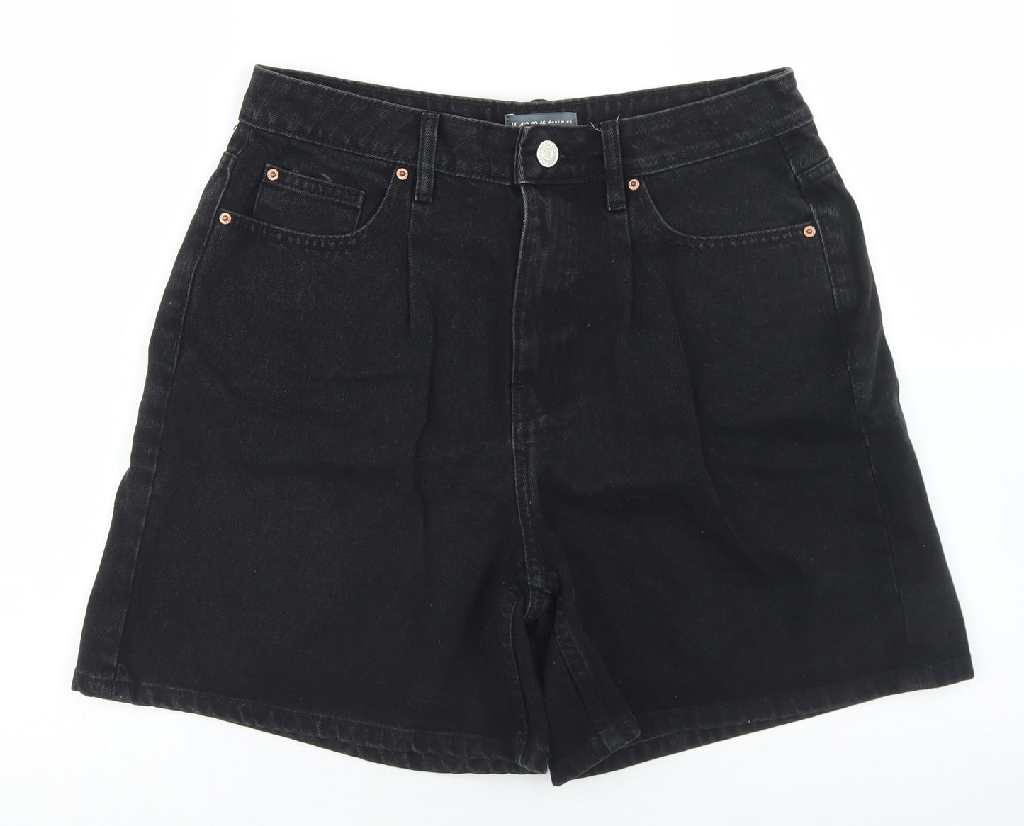 Denim Co Womens Black  Cotton Boyfriend Shorts Size 14 L5 in Regular Button