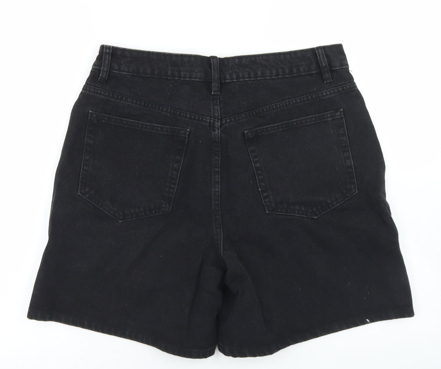 Denim Co Womens Black  Cotton Boyfriend Shorts Size 14 L5 in Regular Button