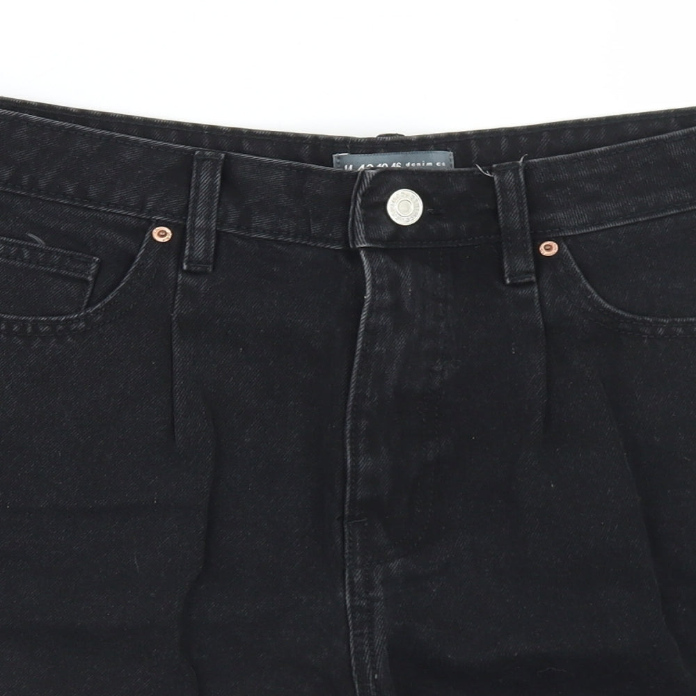 Denim Co Womens Black  Cotton Boyfriend Shorts Size 14 L5 in Regular Button