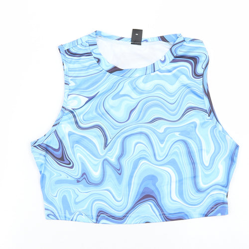 SheIn Womens Blue  Polyester Cropped Tank Size L Round Neck - Tie Dye
