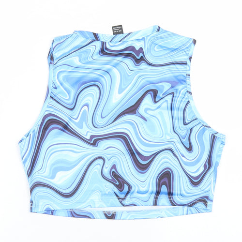 SheIn Womens Blue  Polyester Cropped Tank Size L Round Neck - Tie Dye