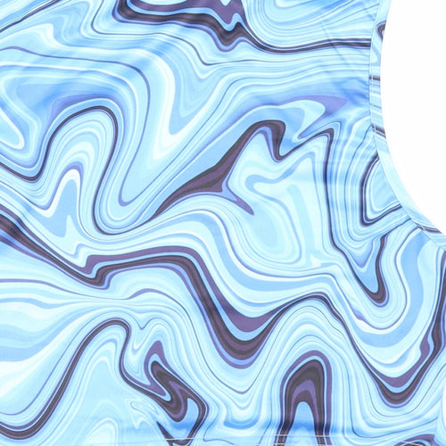 SheIn Womens Blue  Polyester Cropped Tank Size L Round Neck - Tie Dye