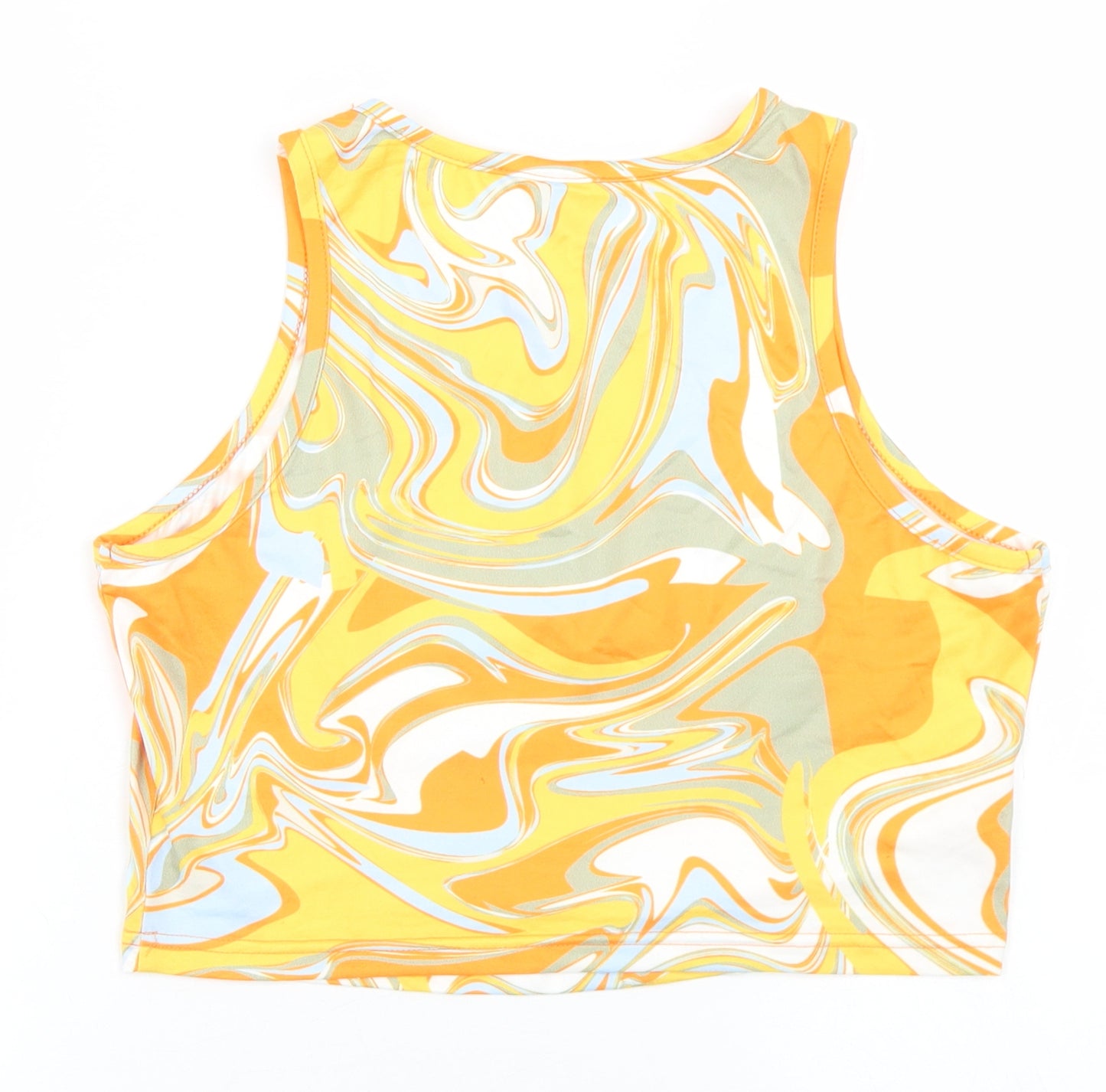 SheIn Womens Yellow  Polyester Cropped Tank Size L Round Neck - Tie ye