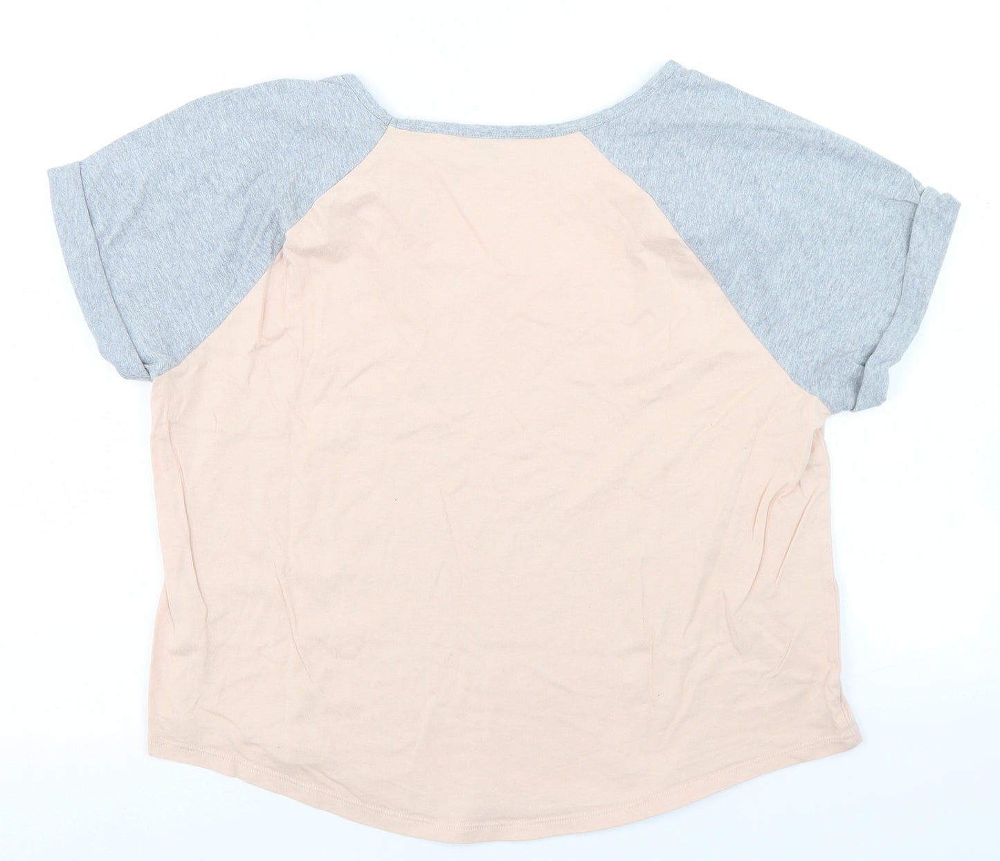 Jack Wills Womens Pink Colourblock Cotton Ringer T-Shirt Size 12 Round Neck