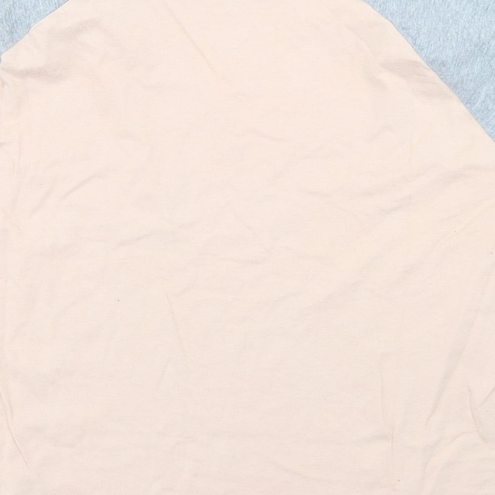 Jack Wills Womens Pink Colourblock Cotton Ringer T-Shirt Size 12 Round Neck