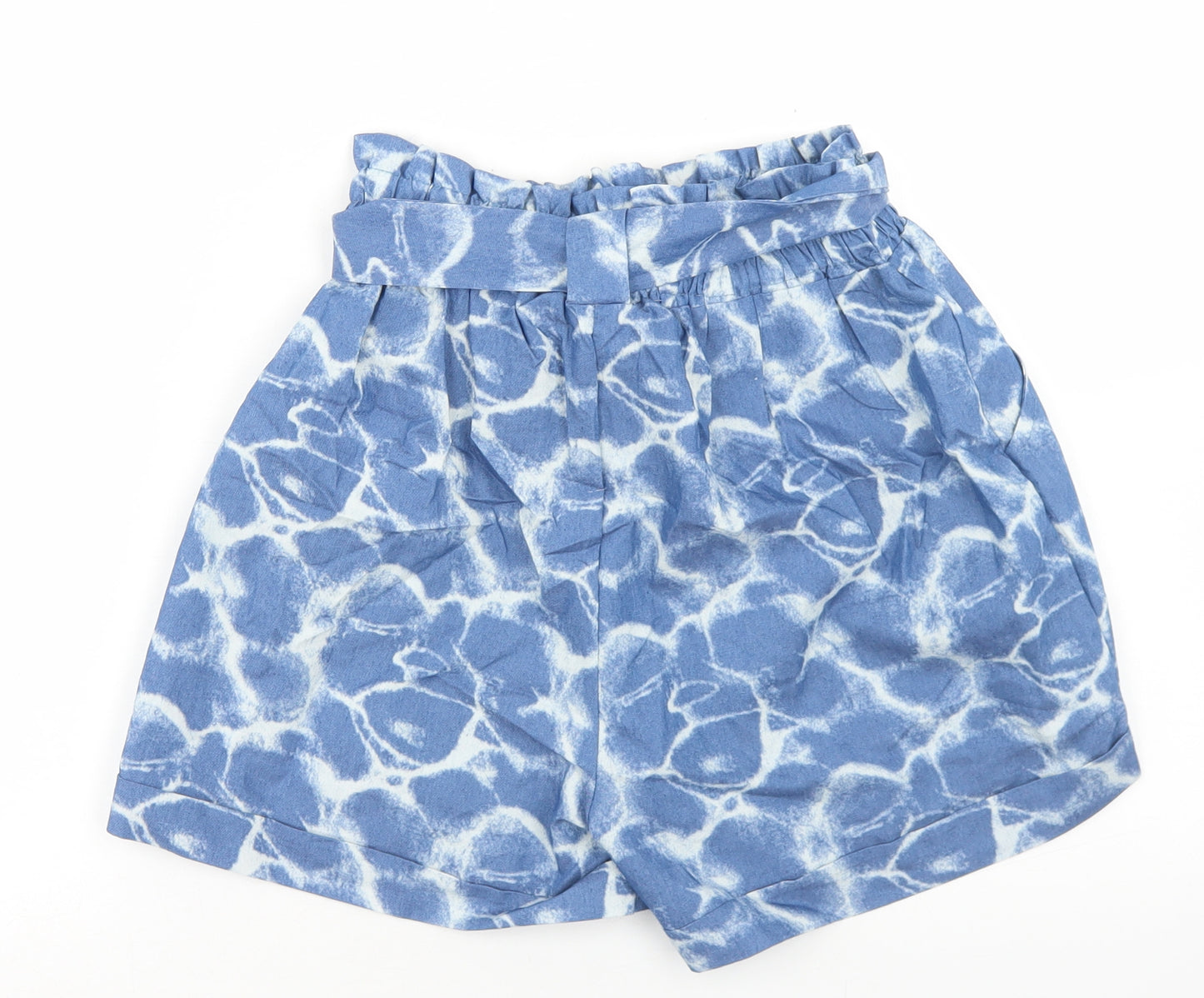 Pink Vanilla Womens Blue  Polyester Paperbag Shorts Size S L3 in Regular