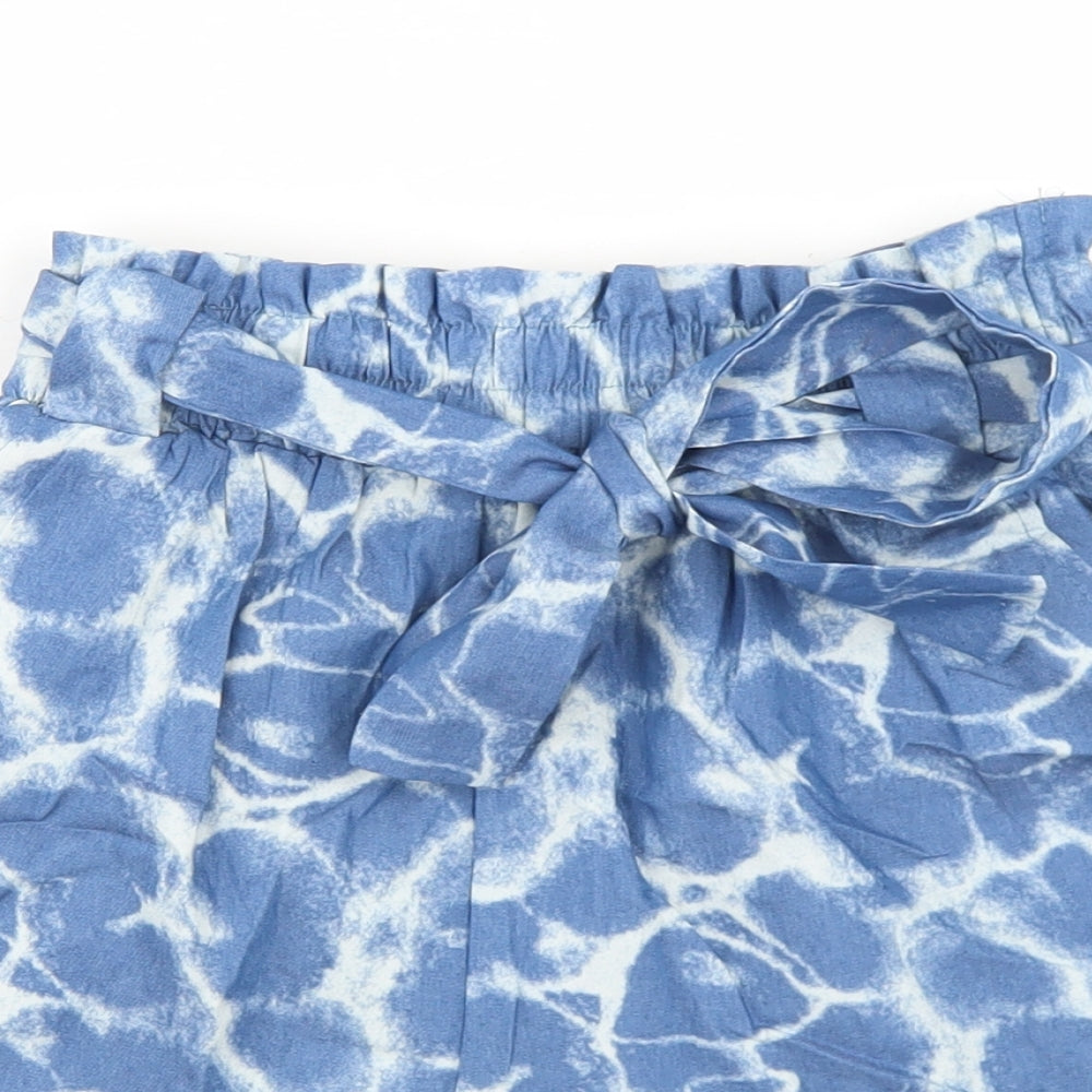 Pink Vanilla Womens Blue  Polyester Paperbag Shorts Size S L3 in Regular