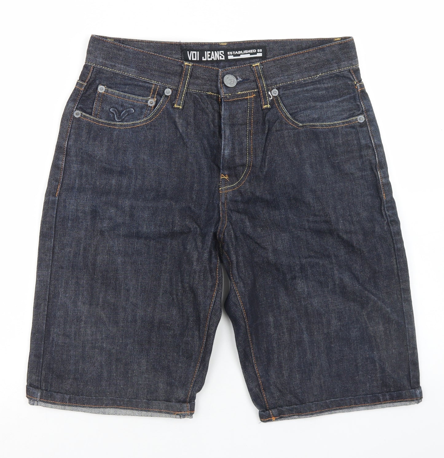 Voi Jeans Mens Blue  Cotton Bermuda Shorts Size 30 in L9 in Regular Button