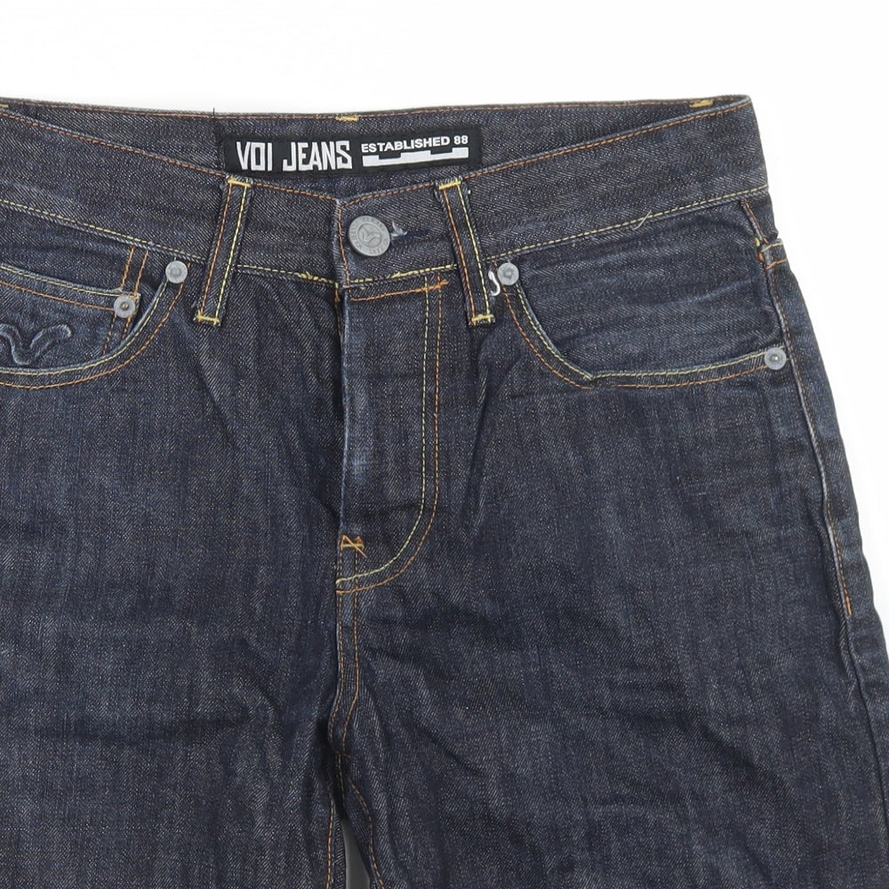 Voi Jeans Mens Blue  Cotton Bermuda Shorts Size 30 in L9 in Regular Button