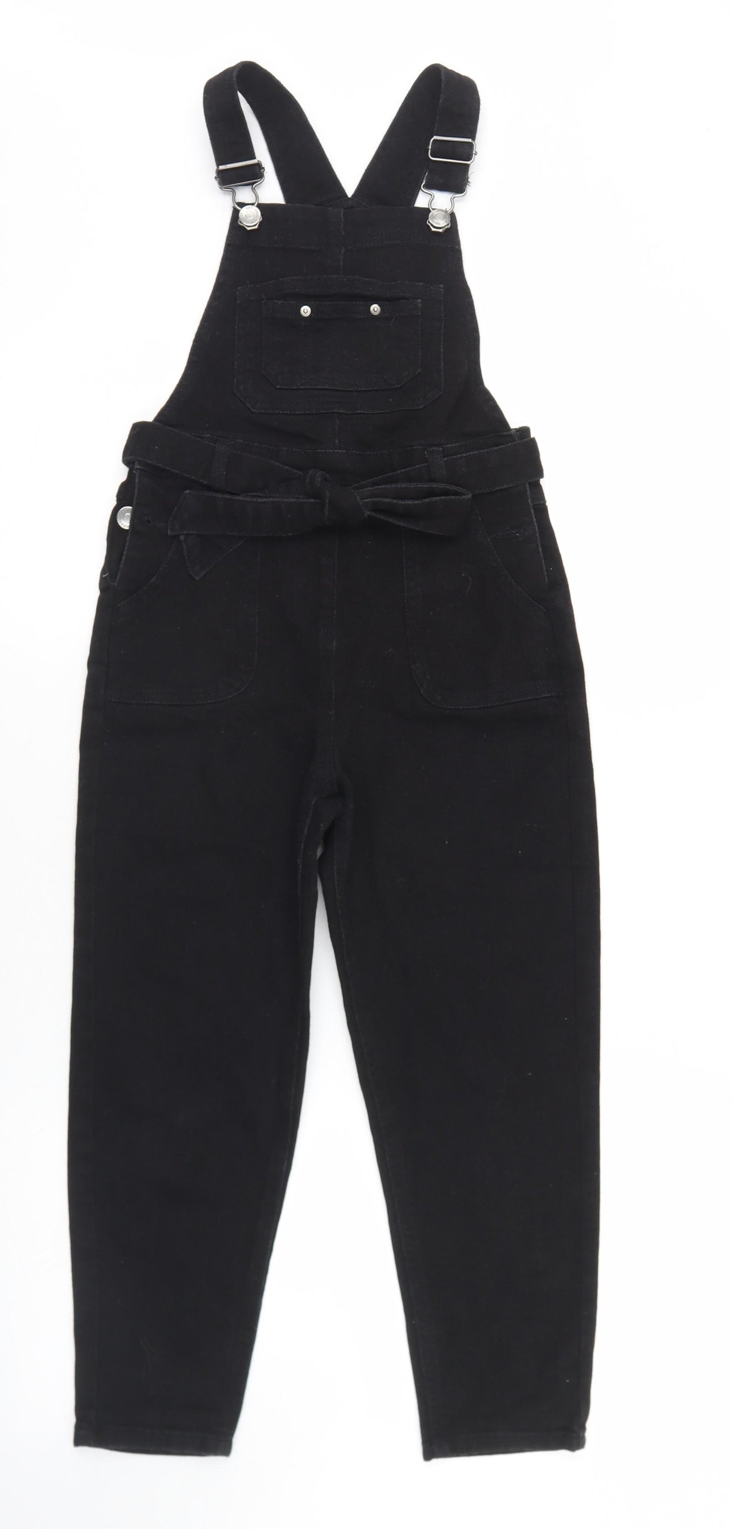 George Girls Black  Cotton Dungaree One-Piece Size 7-8 Years  Button