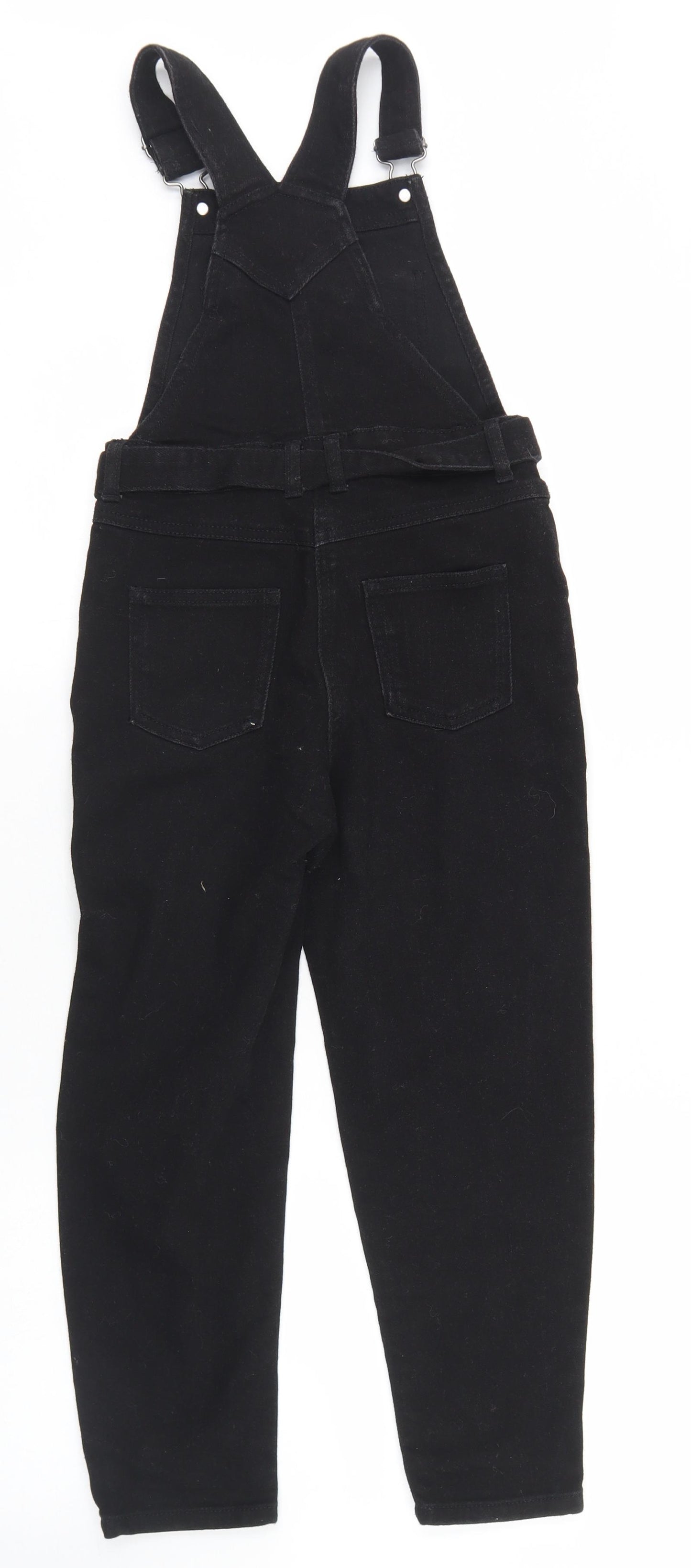 George Girls Black  Cotton Dungaree One-Piece Size 7-8 Years  Button