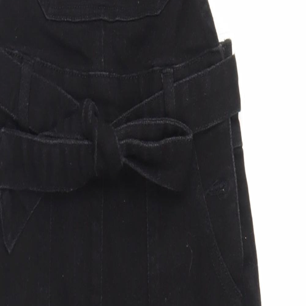 George Girls Black  Cotton Dungaree One-Piece Size 7-8 Years  Button