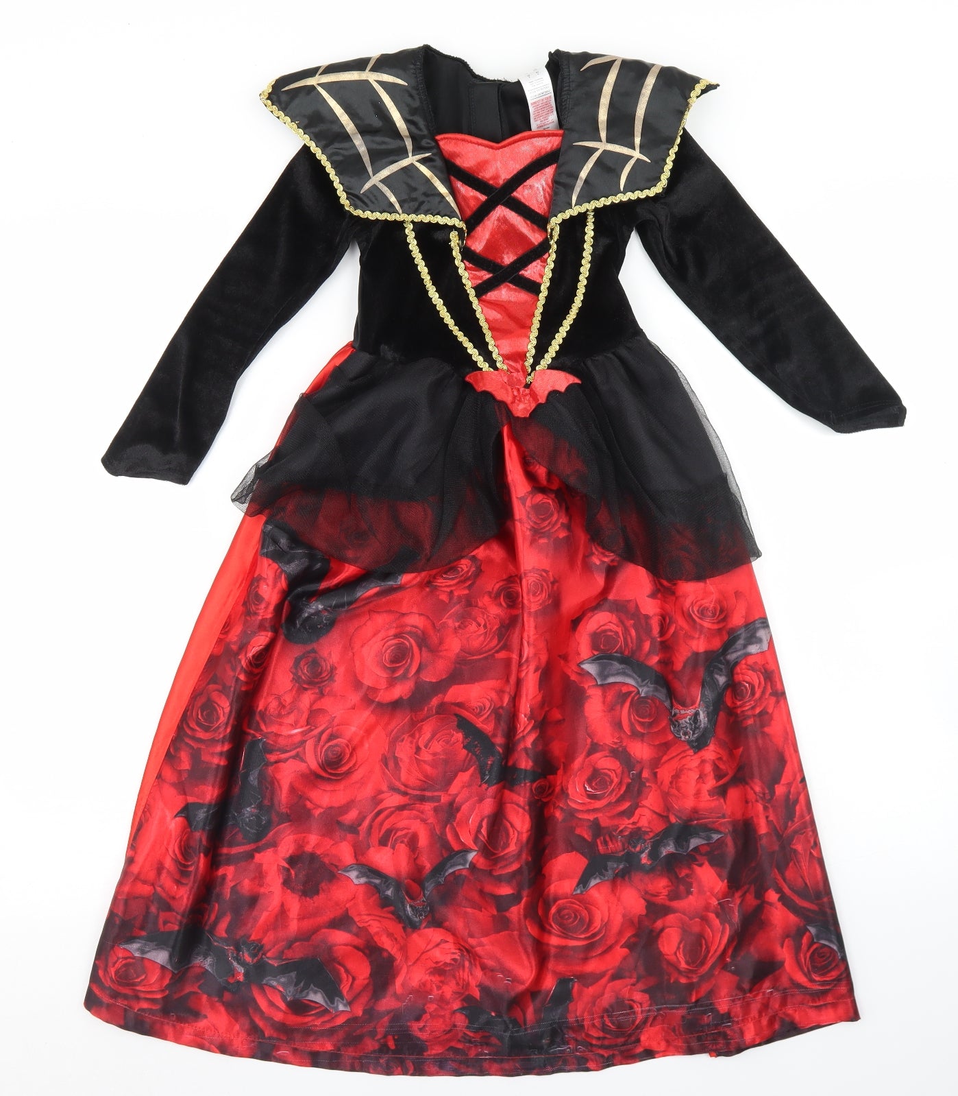 F&F Girls Multicoloured Floral Polyester Skater Dress  Size 5-6 Years  Round Neck Hook & Loop - Vampire Fancy Dress