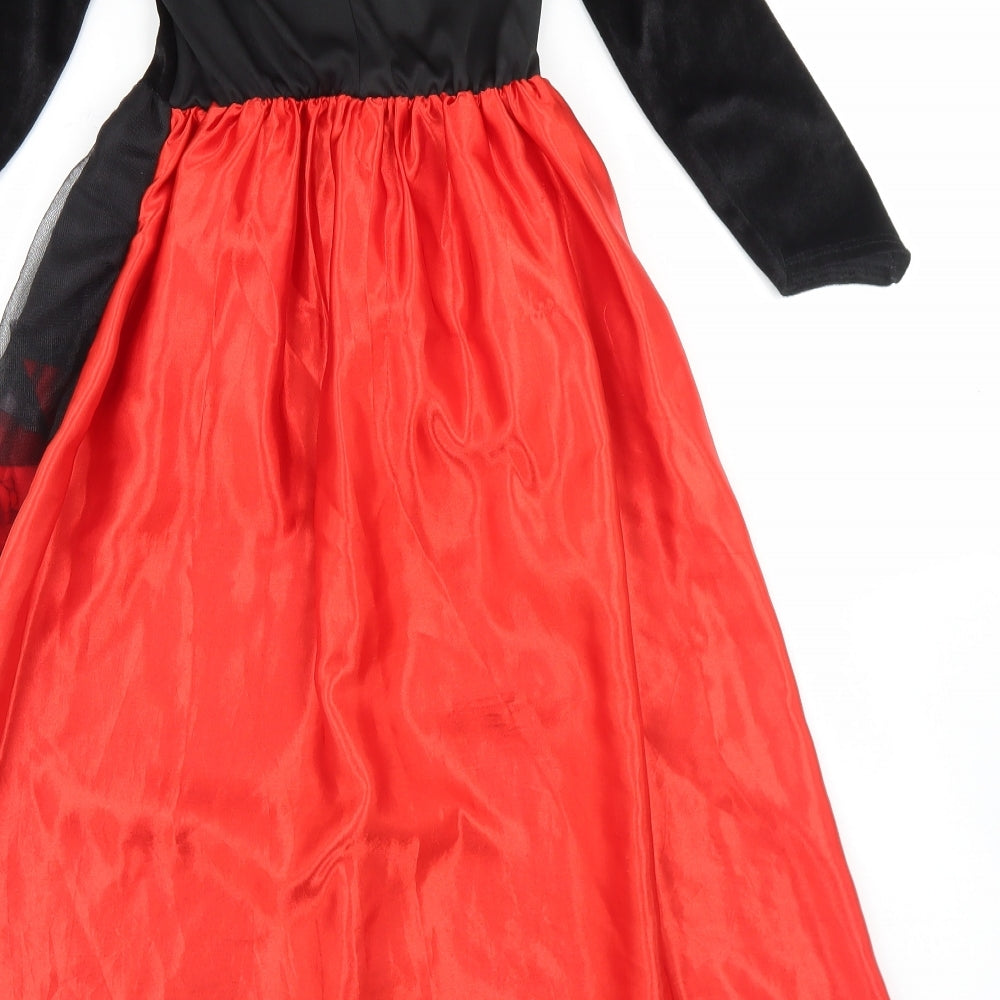 F&F Girls Multicoloured Floral Polyester Skater Dress  Size 5-6 Years  Round Neck Hook & Loop - Vampire Fancy Dress