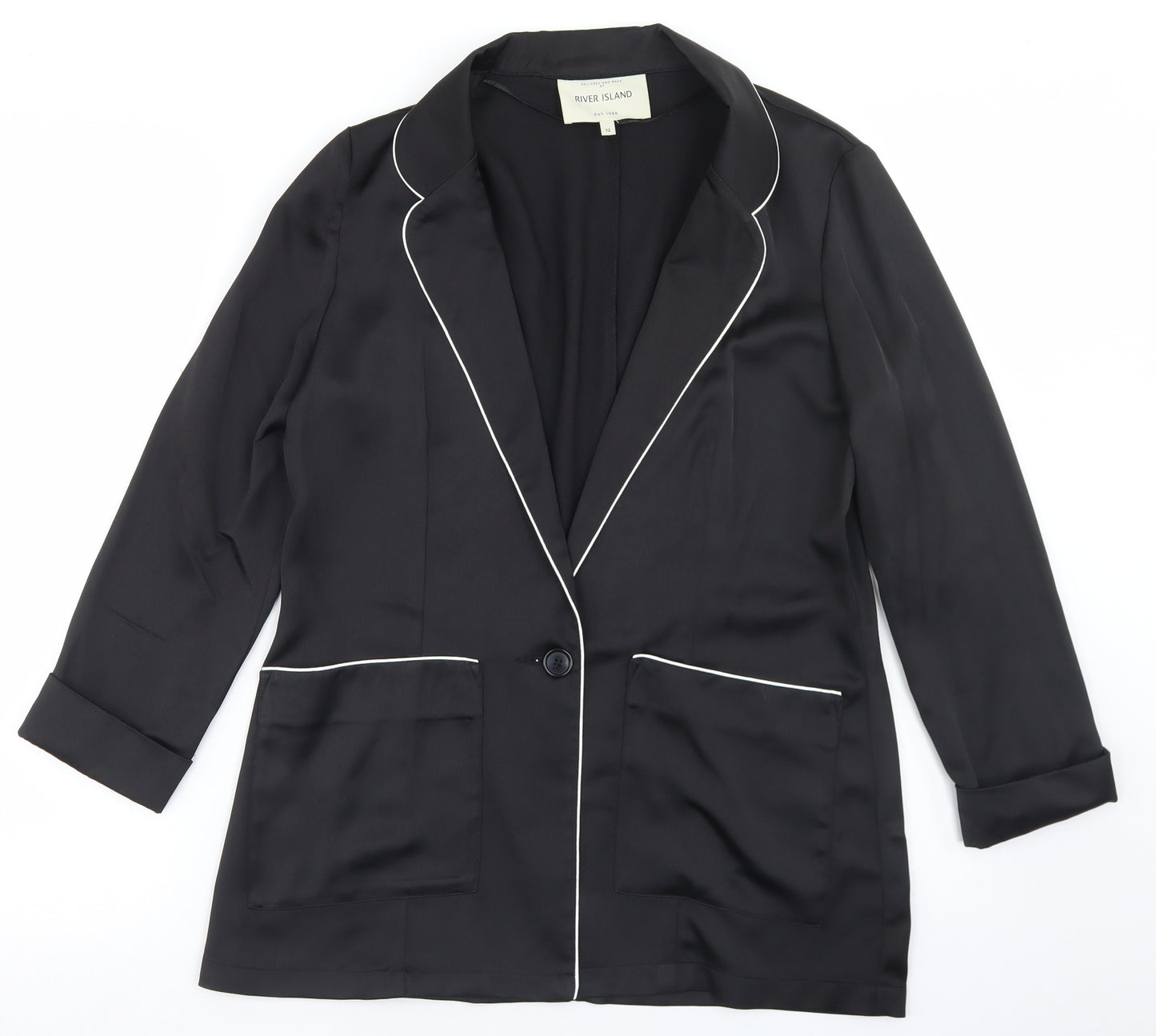River Island Womens Black  Polyester Jacket Blazer Size 12