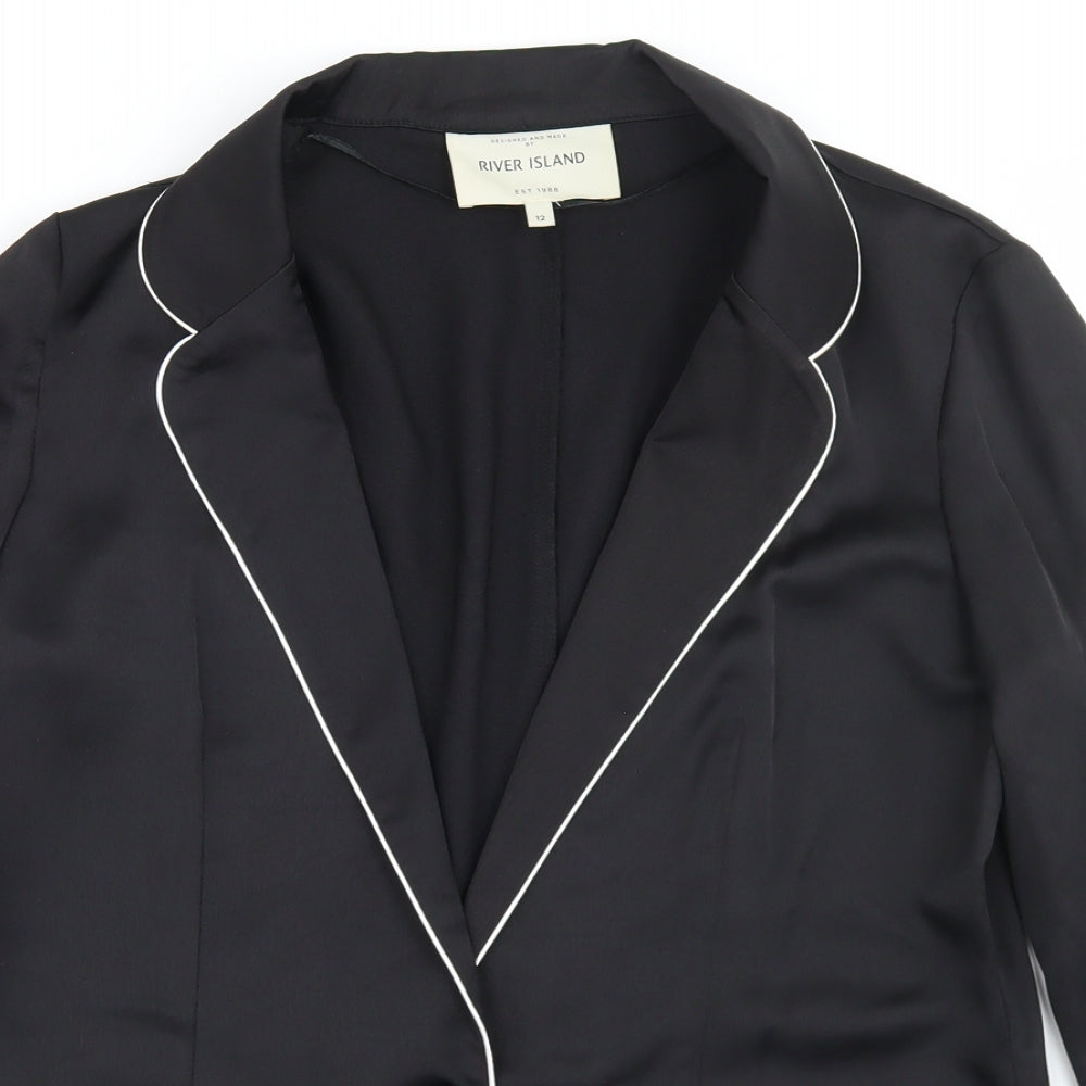 River Island Womens Black  Polyester Jacket Blazer Size 12
