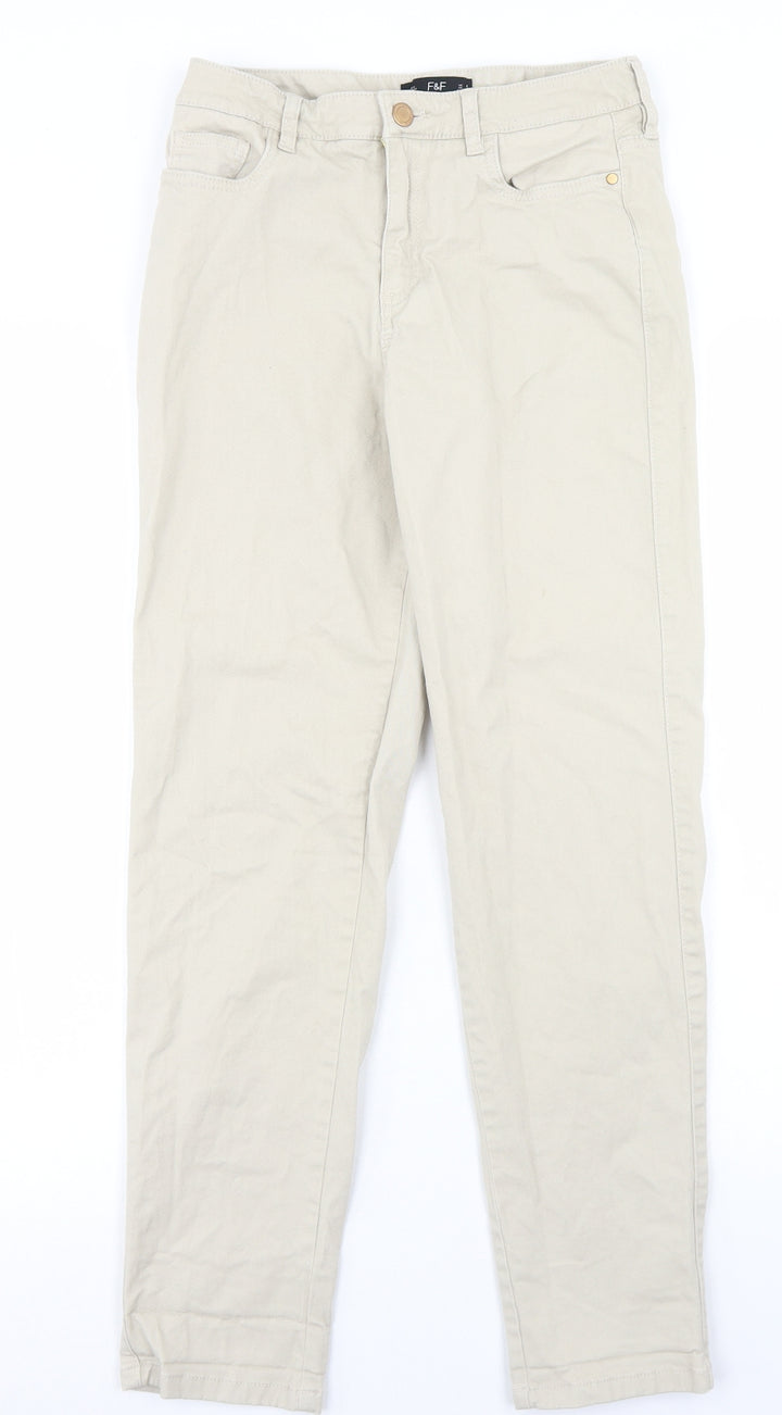 F&F Womens Beige Cotton Skinny Jeans Size 6 L27 in Regular Button