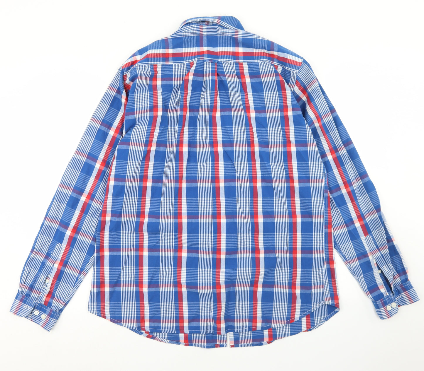 US Polo Assn. Mens Blue Plaid Cotton  Button-Up Size XL Collared Button