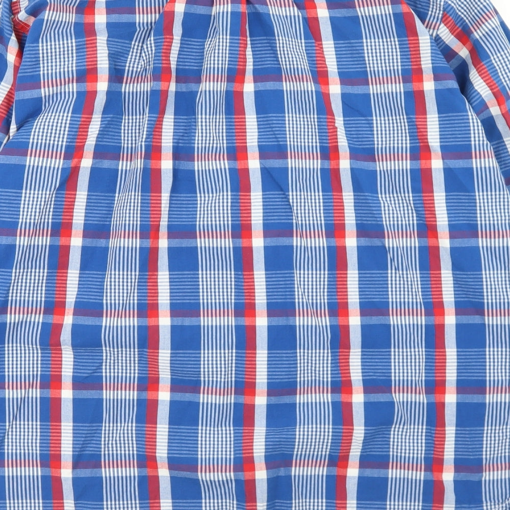 US Polo Assn. Mens Blue Plaid Cotton  Button-Up Size XL Collared Button