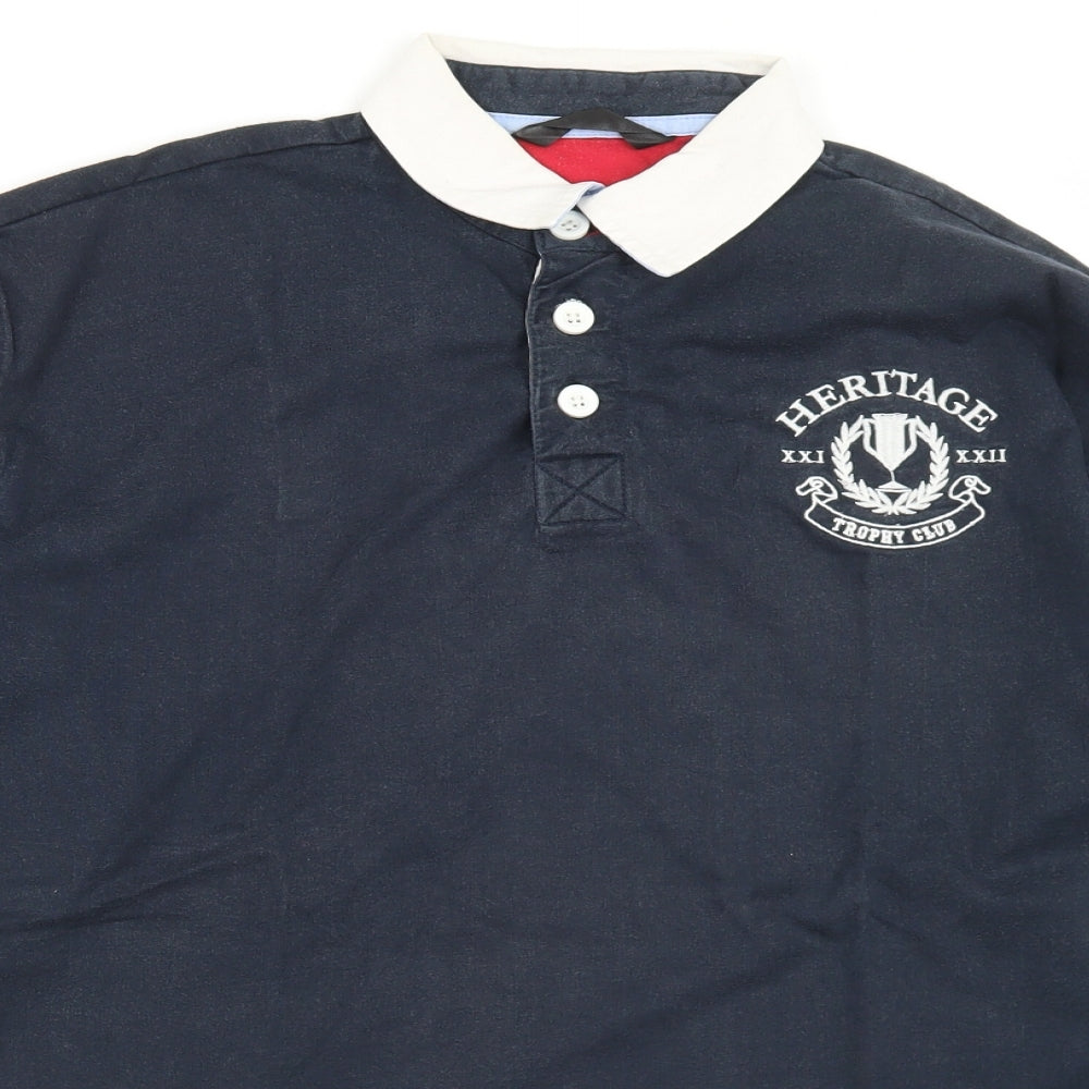 Dunnes Stores Mens Blue  Cotton  Polo Size L Collared