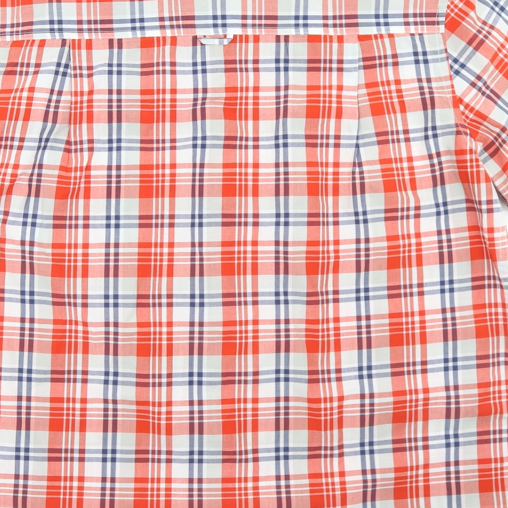 Craghoppers Mens Orange Plaid Polyester  Button-Up Size XL Collared Button