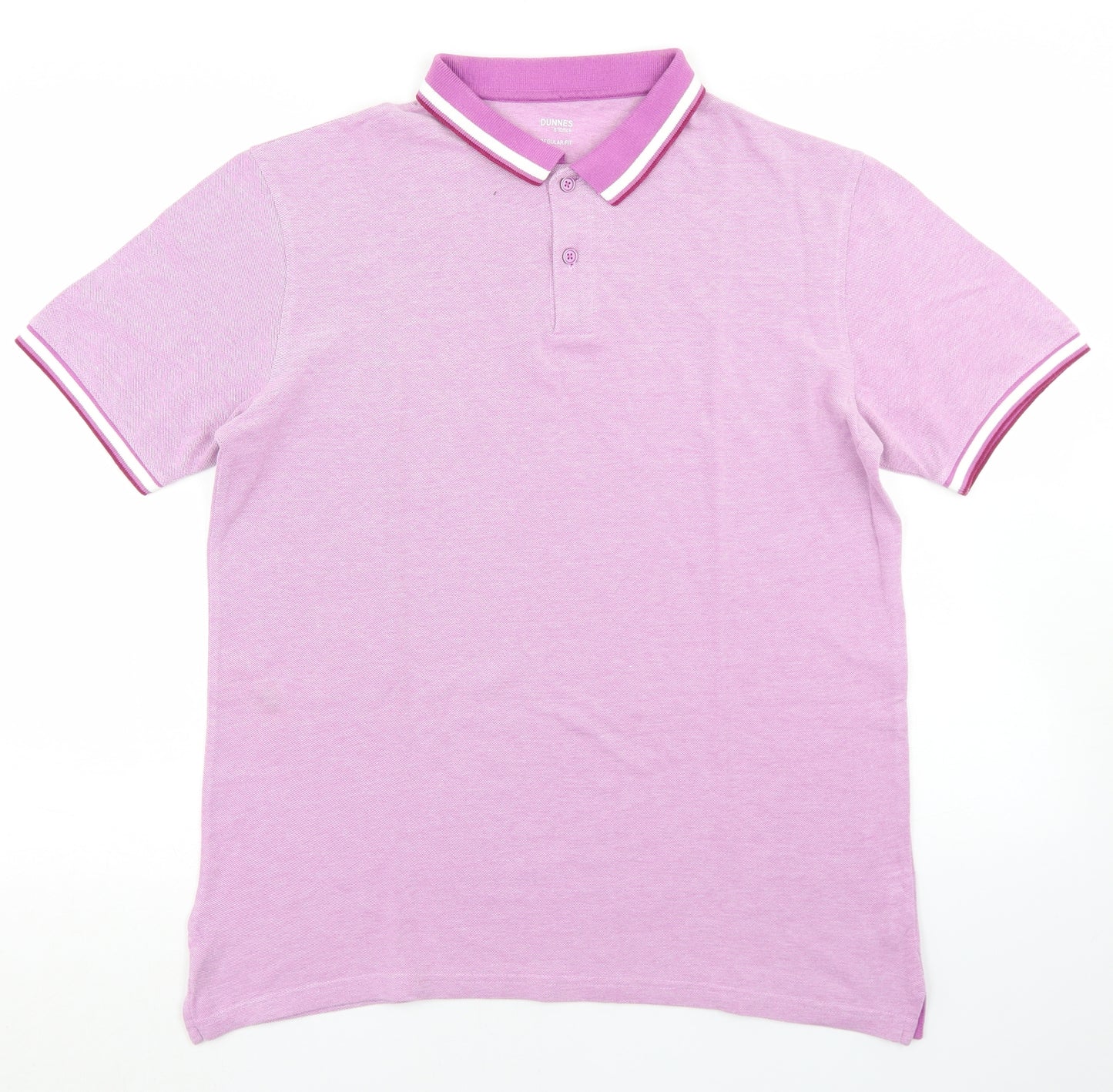 Dunnes Stores Mens Pink  Cotton  Polo Size M Collared Button
