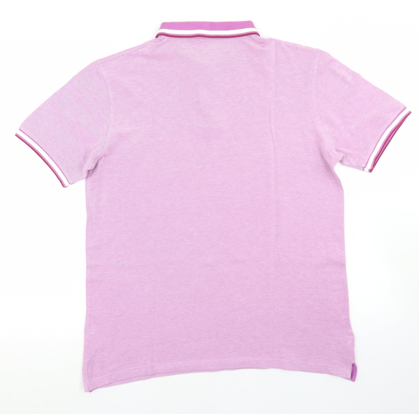 Dunnes Stores Mens Pink  Cotton  Polo Size M Collared Button