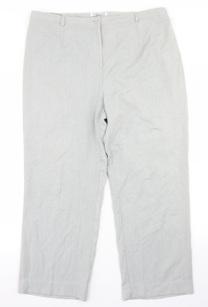 Annabelle Womens Grey  Polyester Trousers  Size 18 L26 in Regular Button