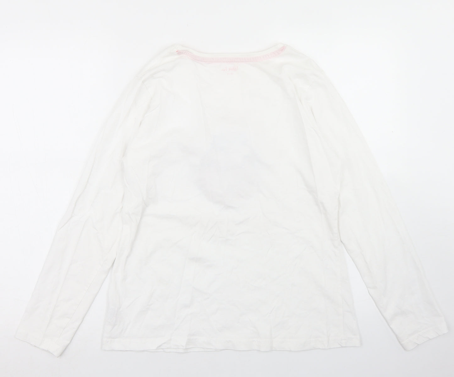 Festive Fun Womens White  Cotton Basic T-Shirt Size 12 Crew Neck - Christmas Pudding