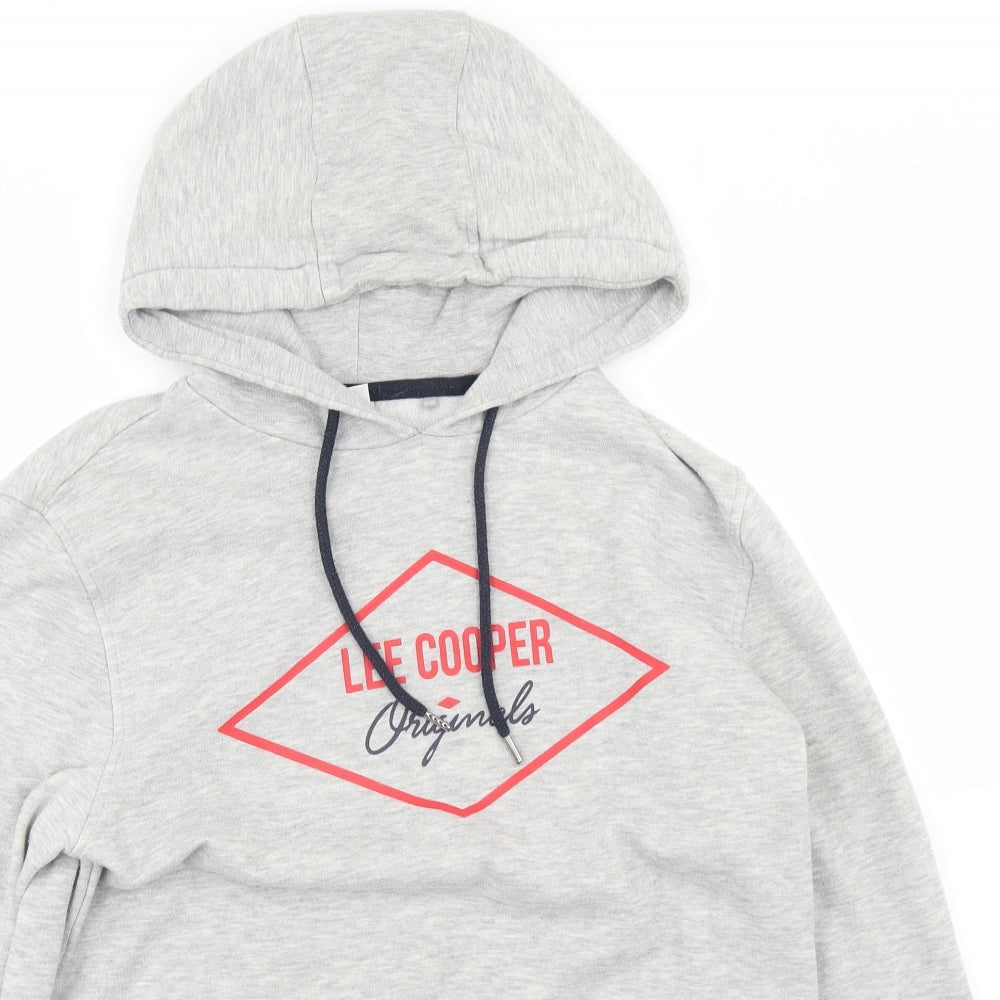 Lee Cooper Mens Grey  Polyester Pullover Hoodie Size M