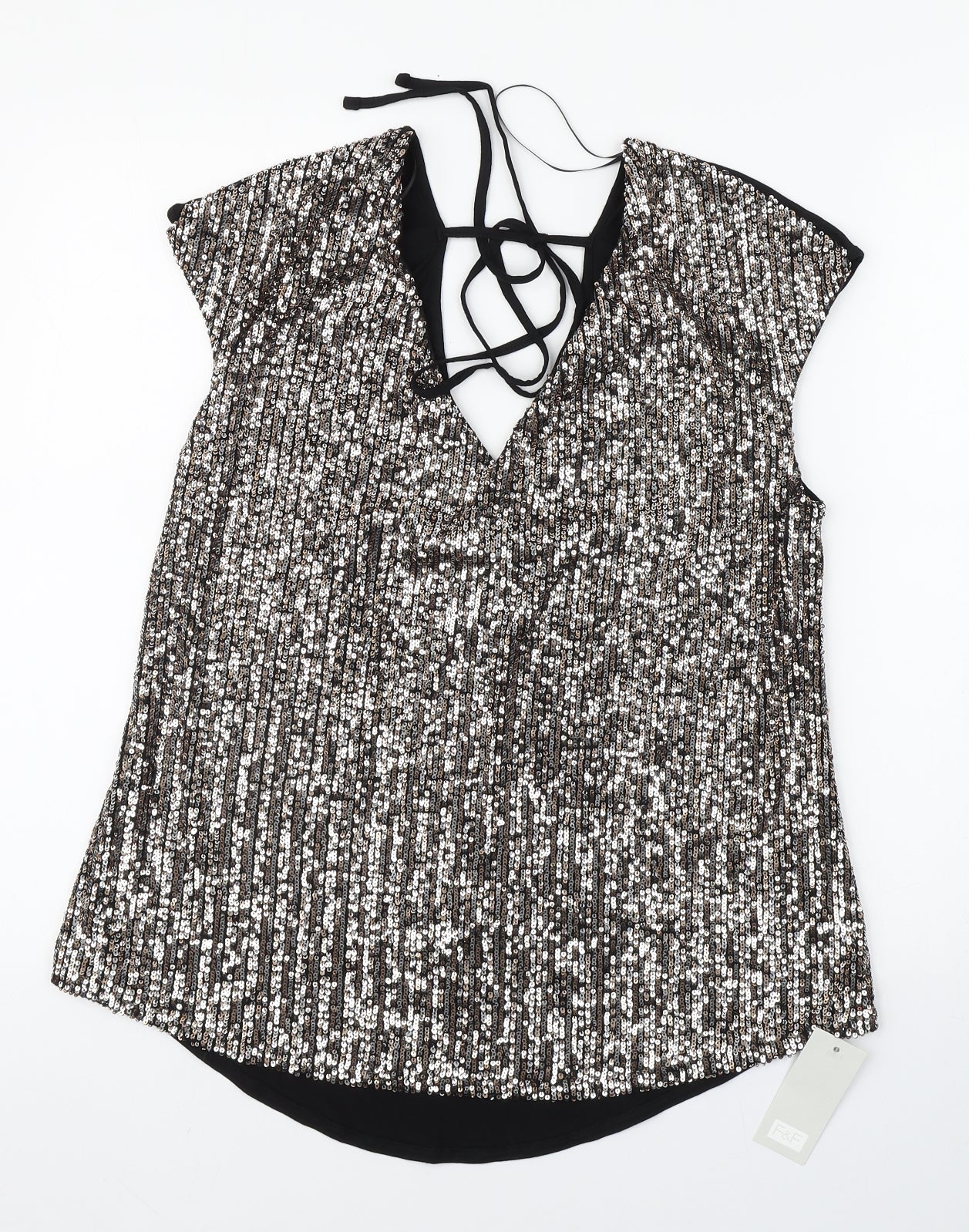 F&F Womens Gold  Polyester Basic Tank Size 14 V-Neck