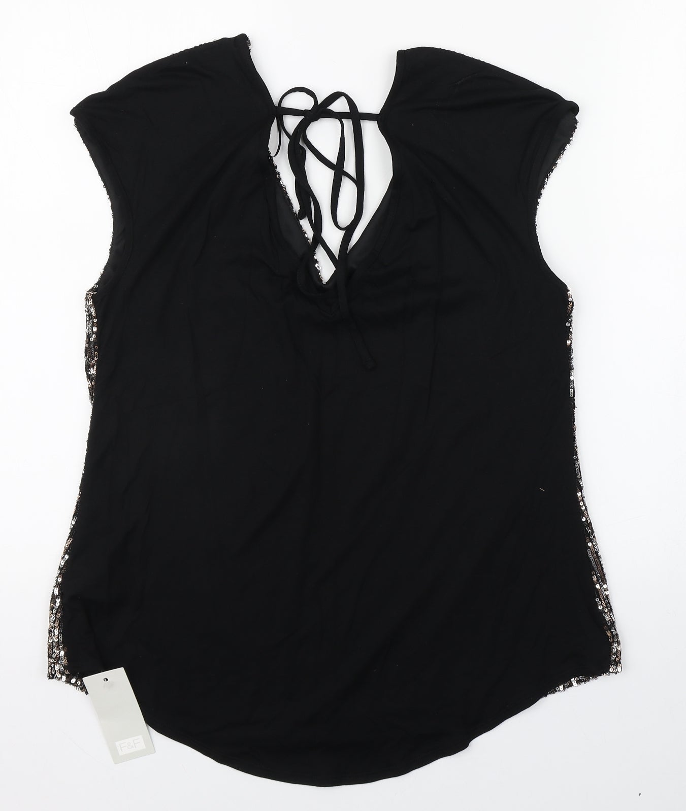 F&F Womens Gold  Polyester Basic Tank Size 14 V-Neck