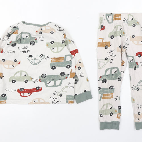 F&F Boys Multicoloured Geometric Cotton  Pyjama Set Size 4-5 Years  Pullover - Vehicle