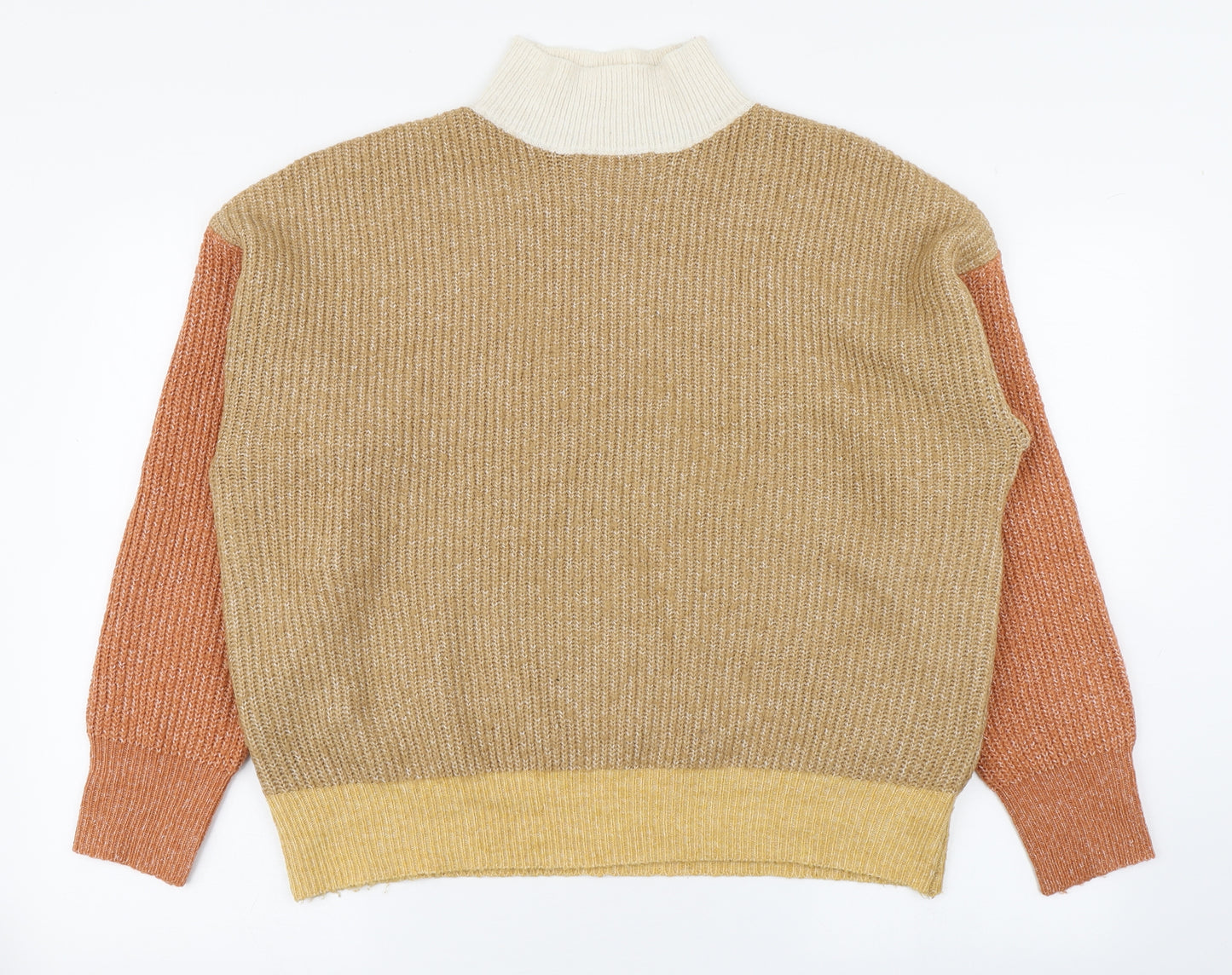Primark Womens Orange High Neck  Acrylic Pullover Jumper Size L