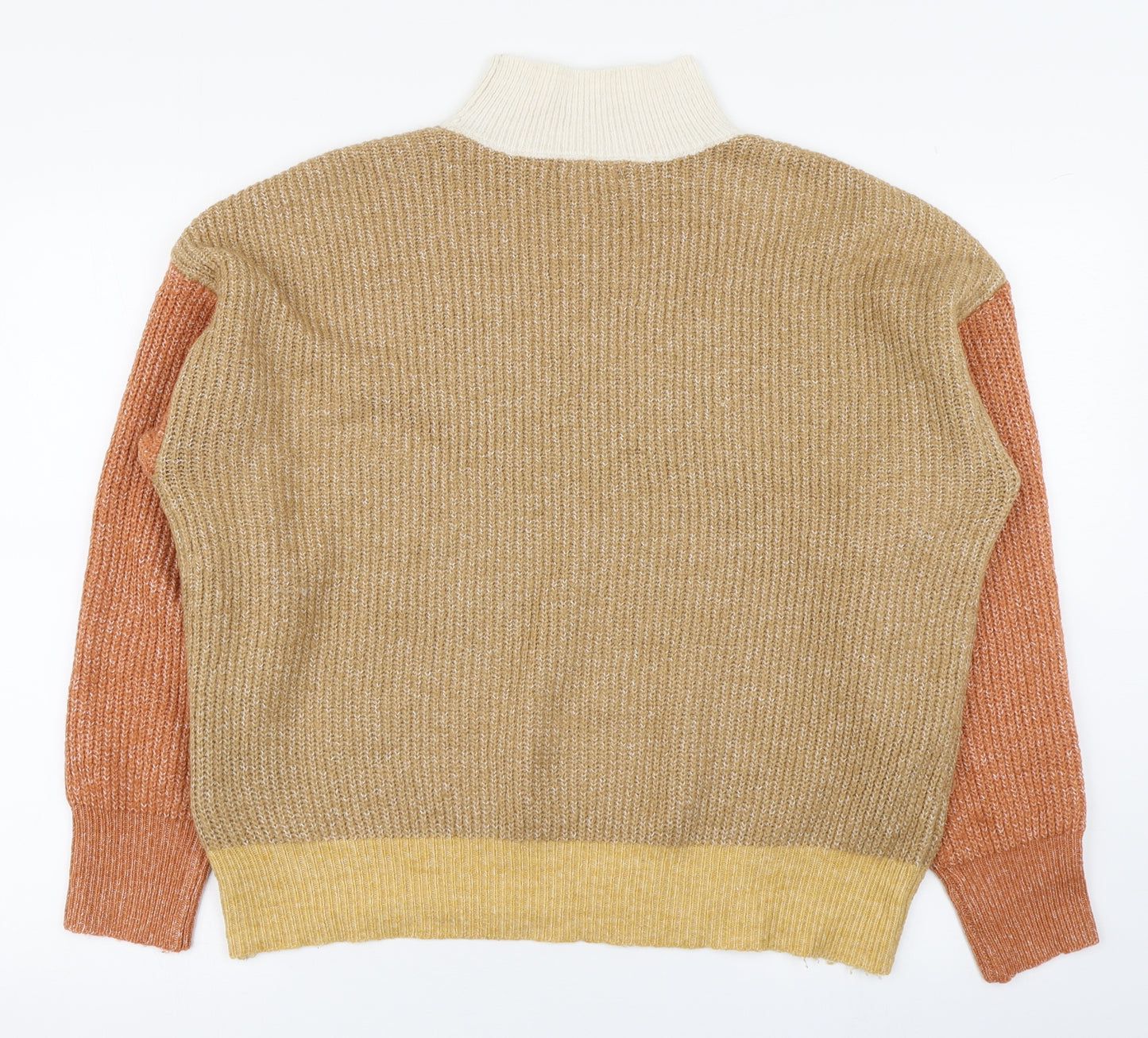 Primark Womens Orange High Neck  Acrylic Pullover Jumper Size L