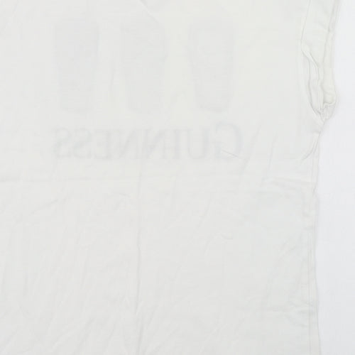 Guinness Womens White  Cotton Basic T-Shirt Size S Round Neck - Interactive sequins