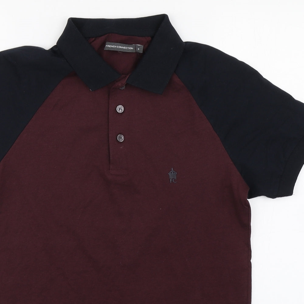 French Connection Mens Red  Cotton  Polo Size S Collared Pullover