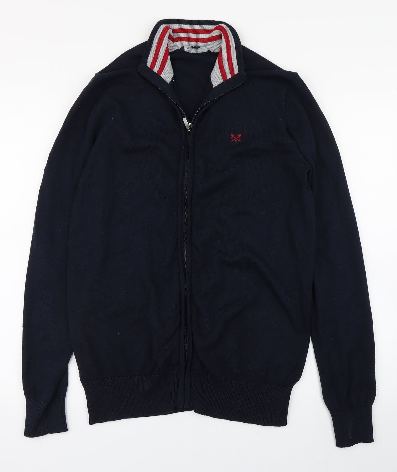Crew Clothing Mens Blue Crew Neck  Cotton Full Zip Jumper Size S