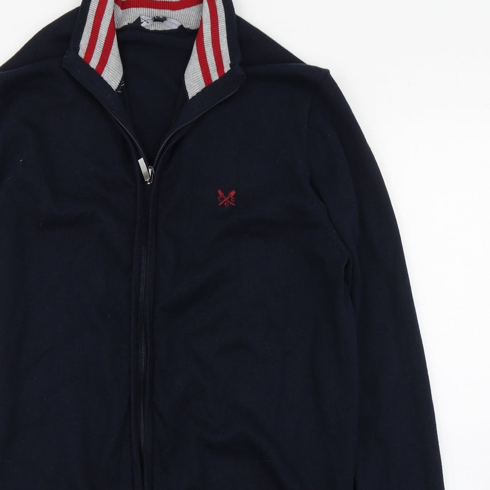Crew Clothing Mens Blue Crew Neck  Cotton Full Zip Jumper Size S