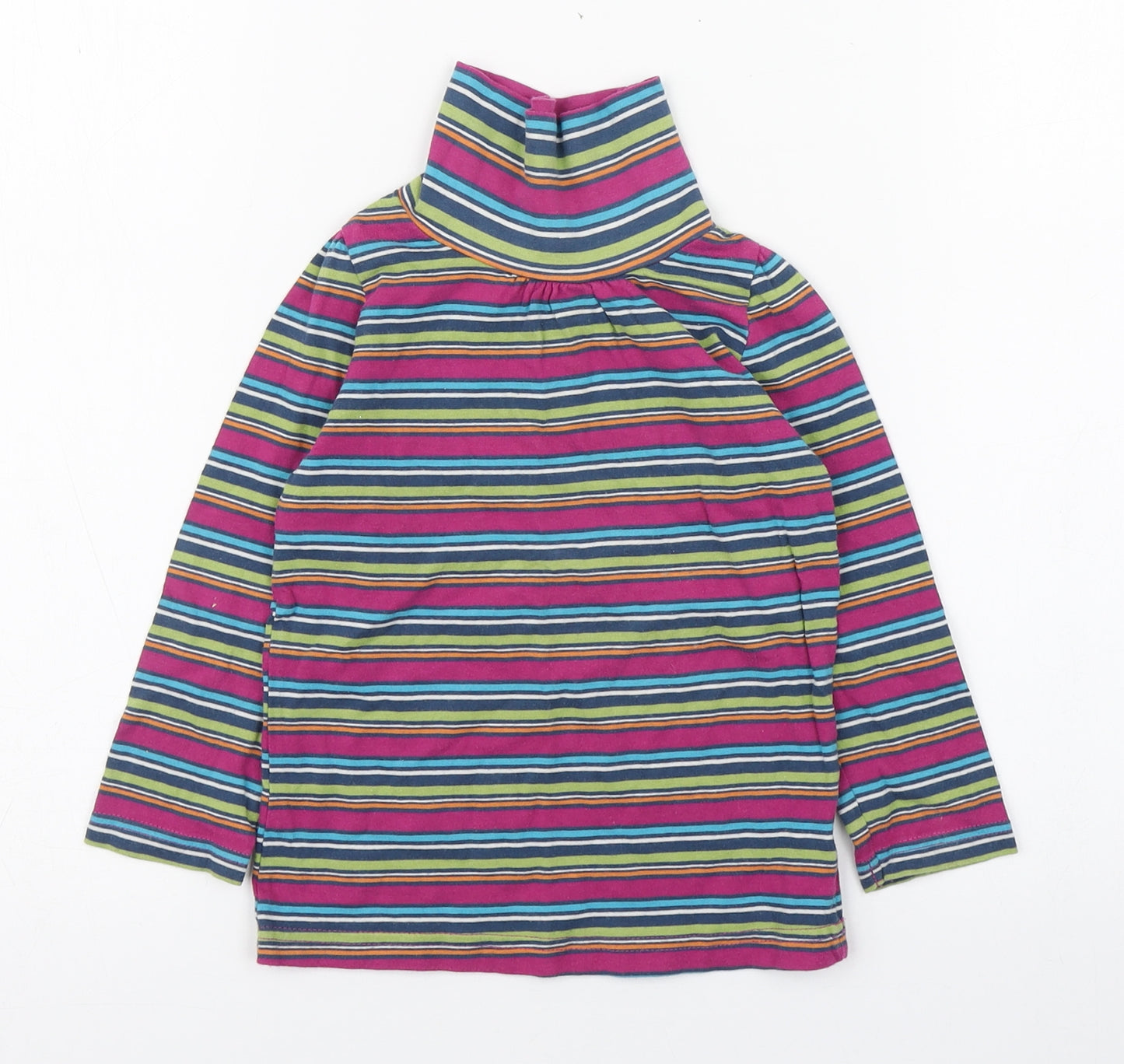 Indigo Girls Multicoloured Striped Cotton Pullover T-Shirt Size 2-3 Years Roll Neck