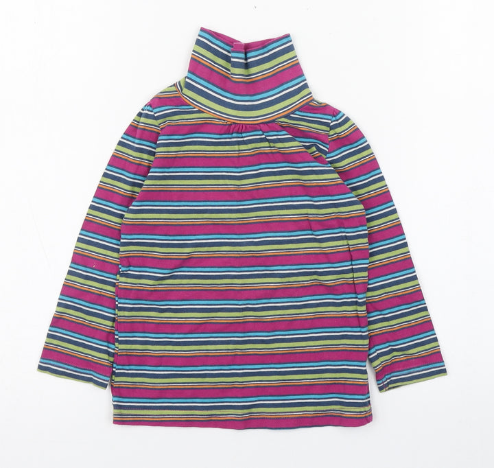 Indigo Girls Multicoloured Striped Cotton Pullover T-Shirt Size 2-3 Years Roll Neck